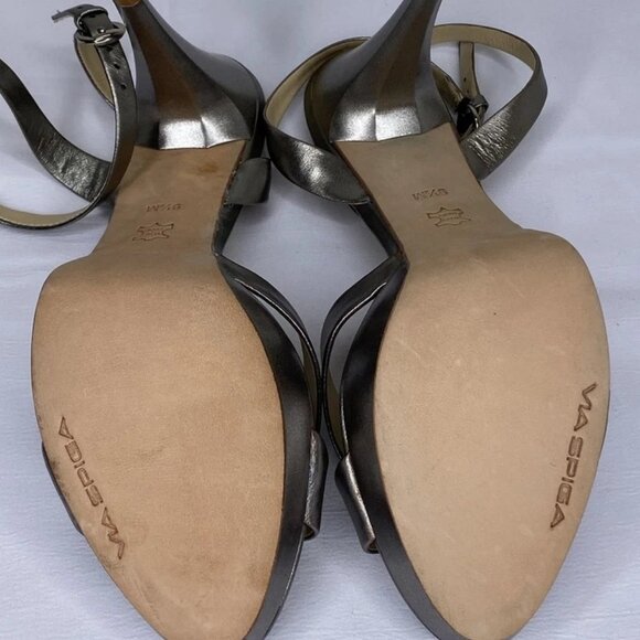 Via Spiga Womens Sandals Gray Size 9.5M Lyra High Cone Heel Ankle Strap Buckle - Picture 6 of 8